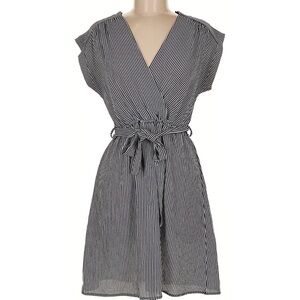 Women’s Monteau Striped‎ Black and White Wrap Dress Size Medium